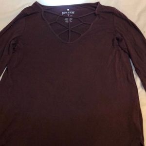 Maroon-purple long sleeve shirt
